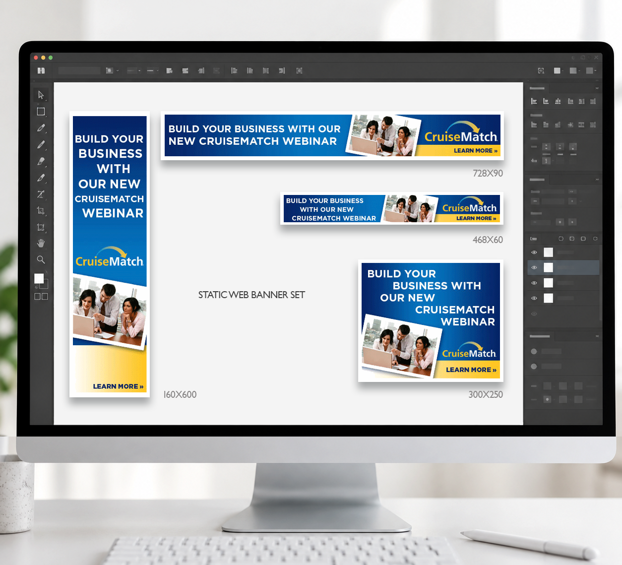 Project Piece: Cruise Industry B2B Platform Webinar Campaign — Web Banners | Silvia Reinhardt Portfolio | UX Architect, Creative Technologist & Digital Ecosystem Strategist