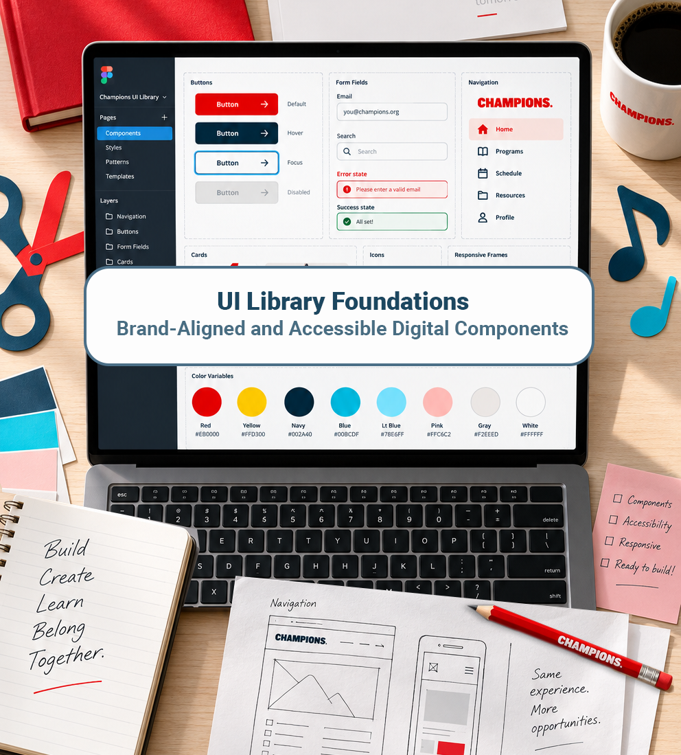 Project Piece: Out-Of-School Programs — UI Library & Brand System | Silvia Reinhardt Portfolio | UX Architect, Creative Technologist & Digital Ecosystem Strategist